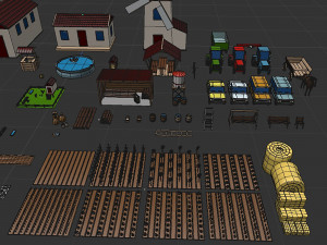 Farm asset collection Low-poly 3D Модель