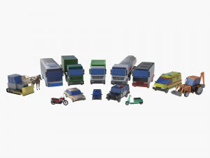 Koleksi mega poli rendah otomatis Model 3D