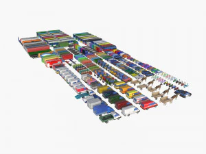 Mega collection auto low poly 3D Model