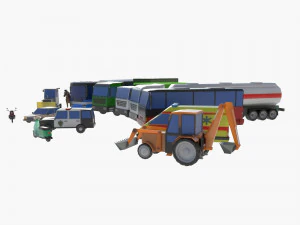 Mega collection auto low poly 3D Model