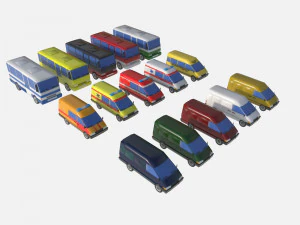 Mega collection auto low poly 3D Model