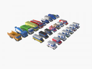 Mega collection auto low poly 3D Model