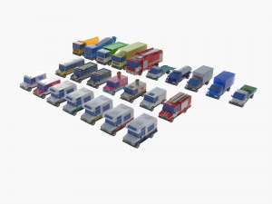 Mega collection auto low poly 3D Model