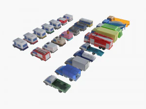 Mega collection auto low poly 3D Model