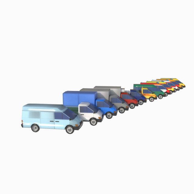 Set of light-duty cars 3D 모델 .c4d .max .obj .3ds .fbx .stl .blend 