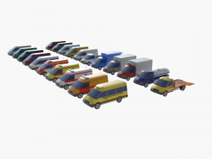 Set of light-duty cars 3D 모델