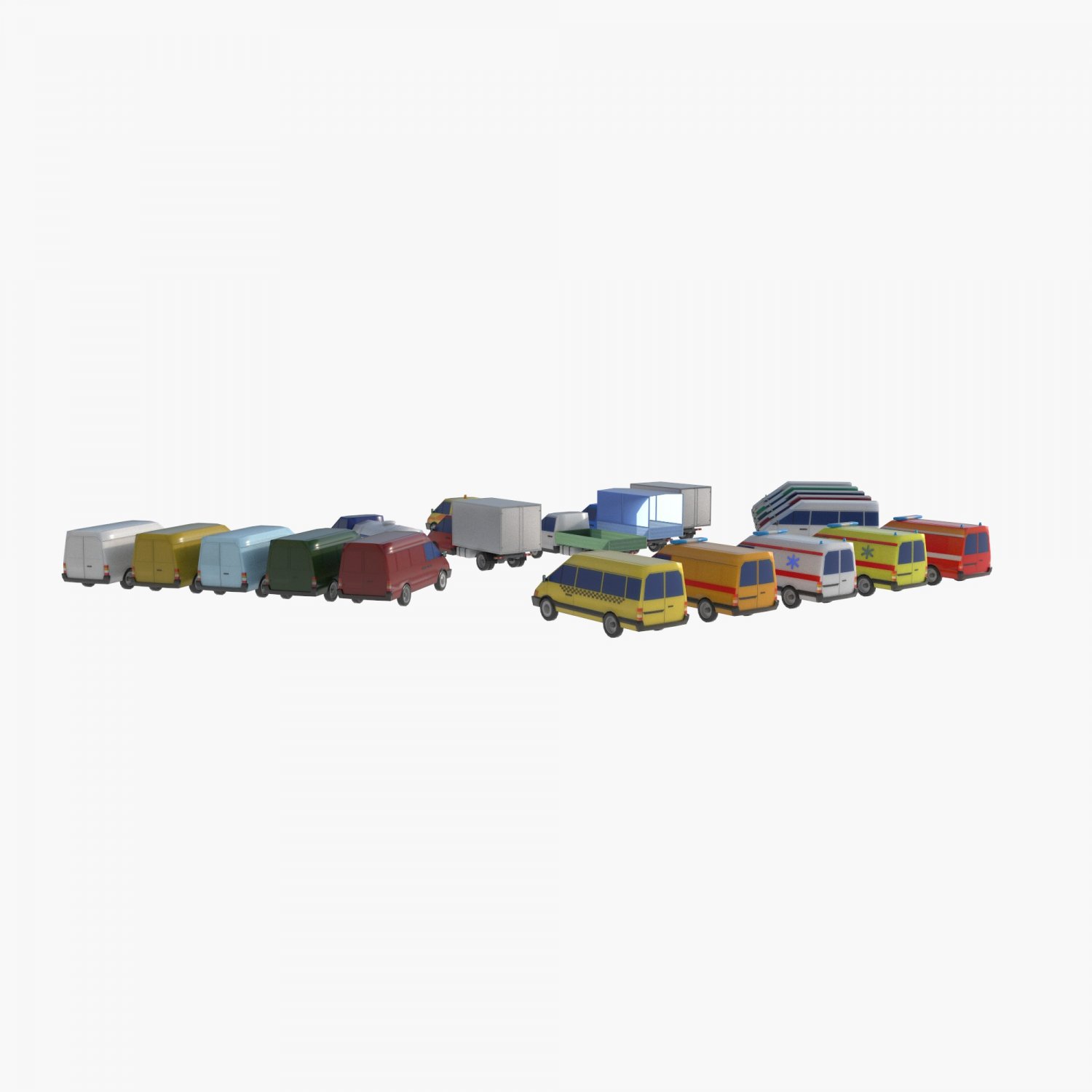 Set of light-duty cars 3D Model in Truck 3DExport