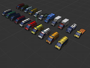 Set of light-duty cars 3D 모델
