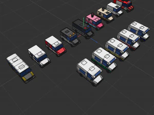 Set of special equipment vans 3D Model