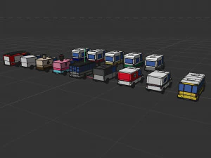 Set of special equipment vans 3D Model