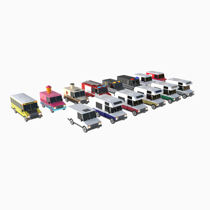 Set of special equipment vans Model 3D .c4d .max .obj .3ds .fbx .stl .blend 