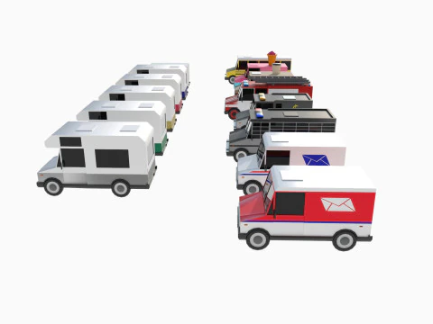 Set of special equipment vans 3D Model