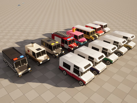Set of special equipment vans Model 3D