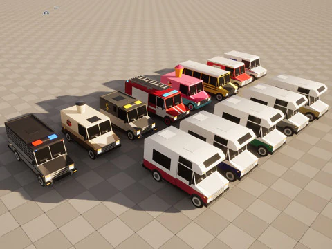 Set of special equipment vans 3D Model
