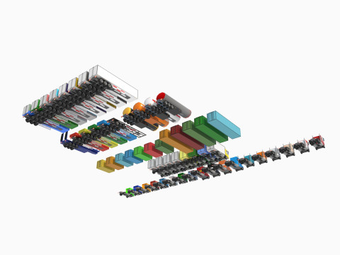 Set of trucks and trailers 3D Model