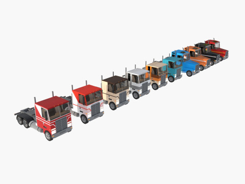 Set of trucks and trailers 3D Model