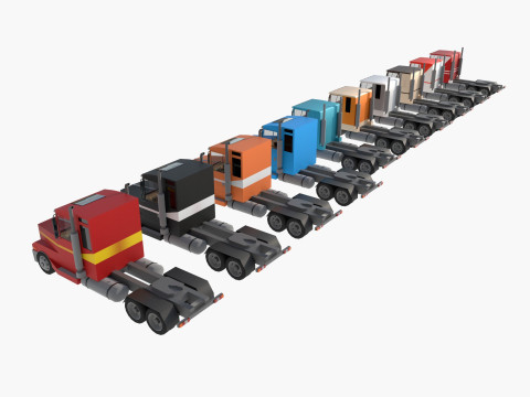 Set of trucks and trailers 3D Model