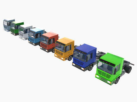 Set of trucks and trailers 3D Model
