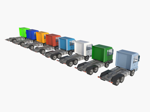 Set of trucks and trailers 3D Model