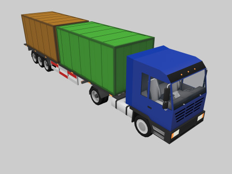 Set of trucks and trailers 3D Model