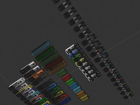Set of trucks and trailers 3D Model