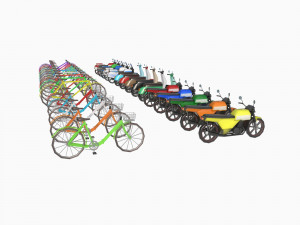 Set of motorcycles and bicycles 3D मॉडल