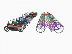 Set of motorcycles and bicycles 3D मॉडल