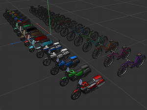 Set of motorcycles and bicycles 3D मॉडल
