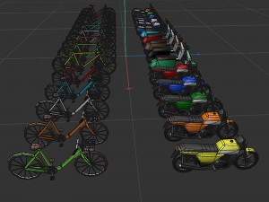 Set of motorcycles and bicycles 3D मॉडल