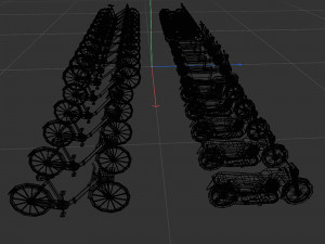 Set of motorcycles and bicycles 3D मॉडल