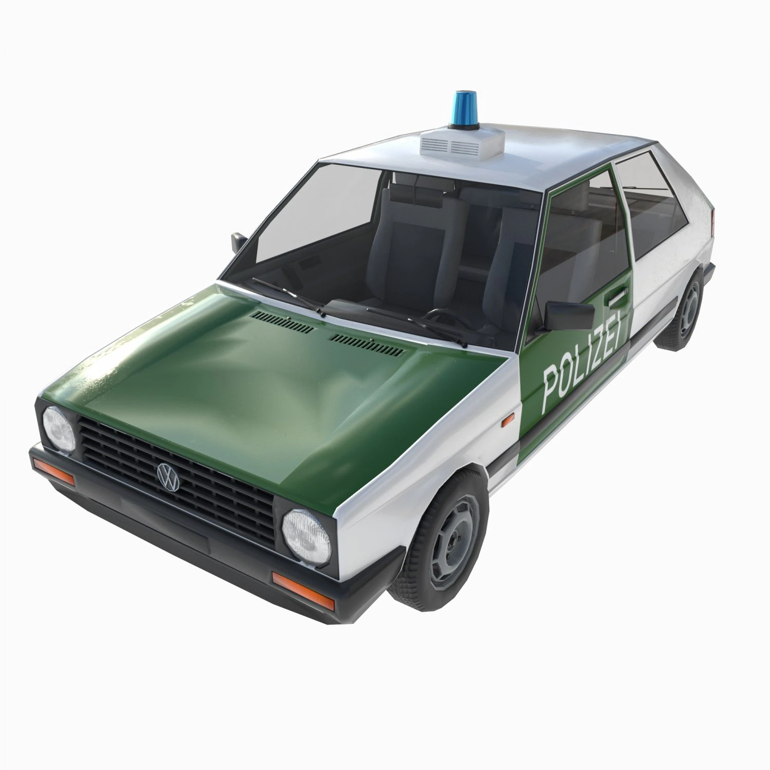 VW Volkswagen golf 2 police in Germany 3D Model .c4d .max .obj .3ds .fbx .stl .blend