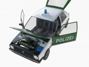 VW Volkswagen golf 2 police in Germany 3D Model