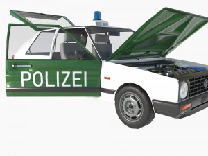 VW Volkswagen golf 2 police in Germany 3D Model