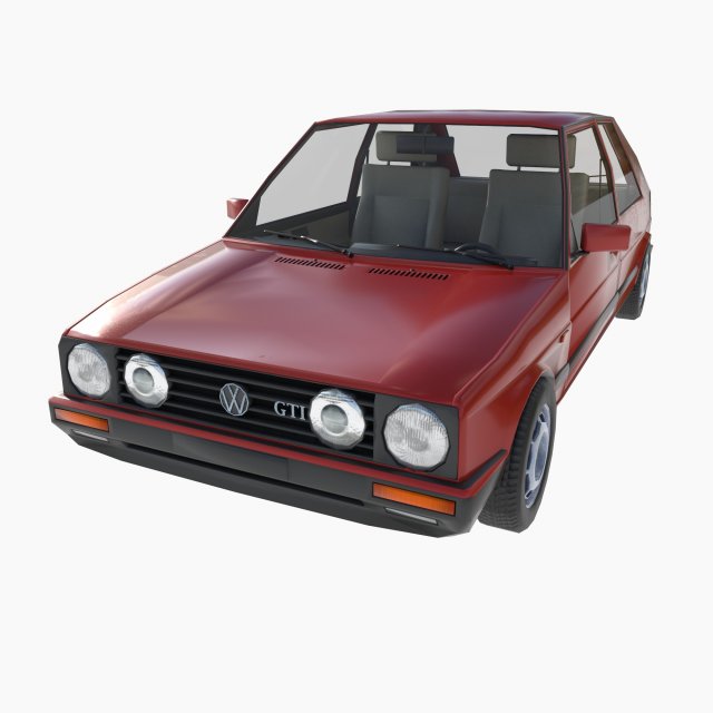 VW Volkswagen golf 2 GTI Model 3D .c4d .max .obj .3ds .fbx .stl .blend 