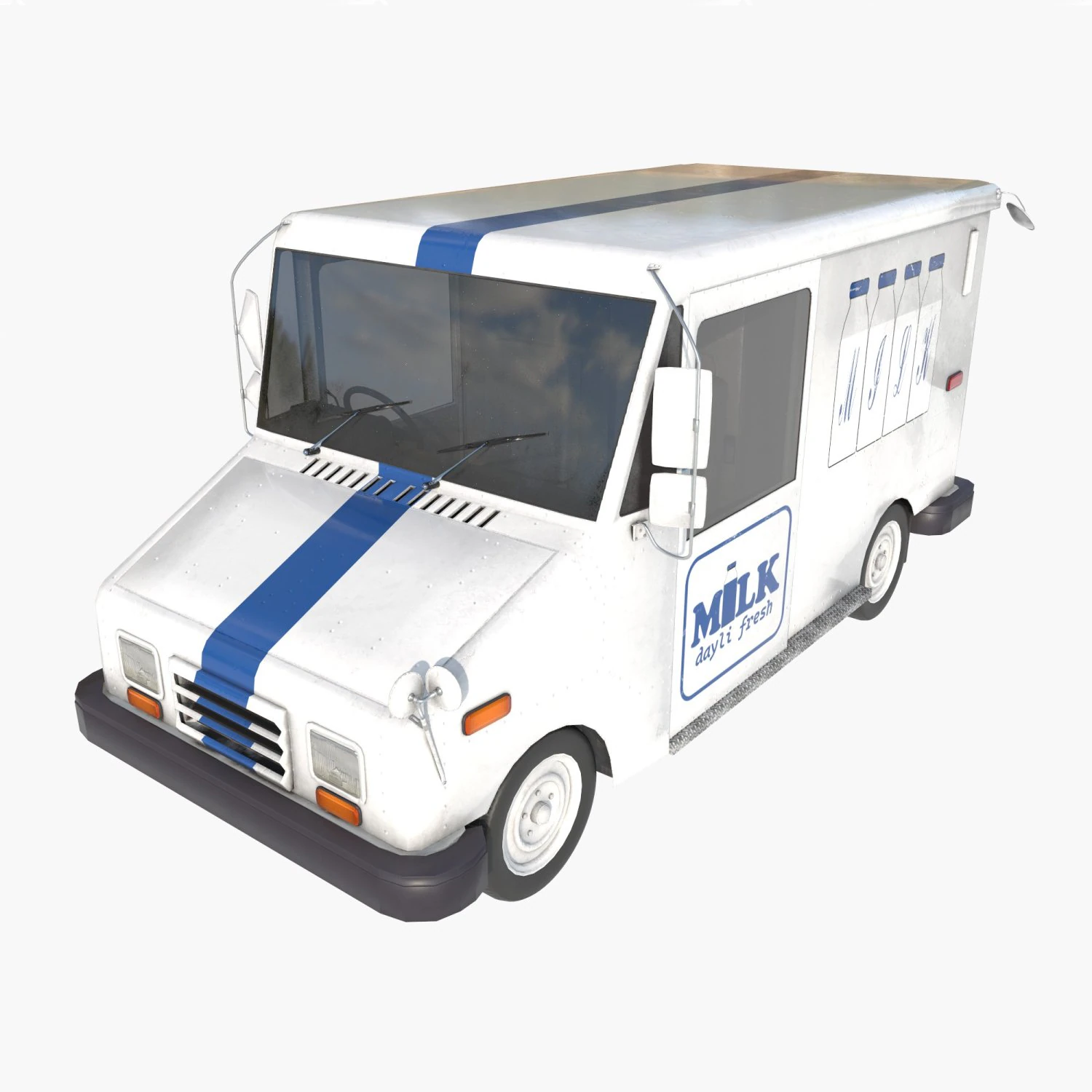 Grumman milk truck 3D Model .c4d .max .obj .3ds .fbx .stl .blend 
