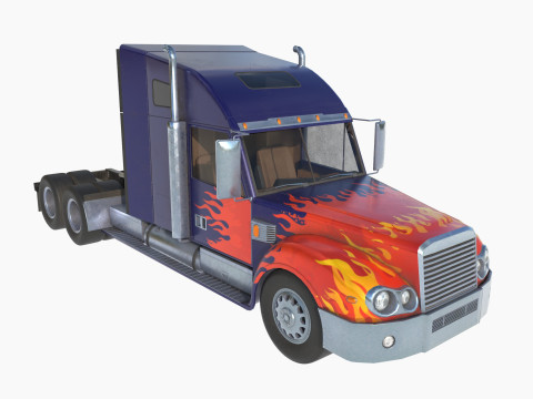 Reightliner coronado with flame paint Model 3D