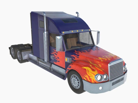 Reightliner coronado with flame paint 3D Model