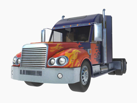 Reightliner coronado with flame paint 3D Model
