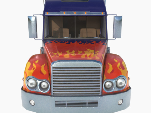 Reightliner coronado with flame paint 3D 模型