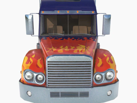 Reightliner coronado with flame paint 3D Model