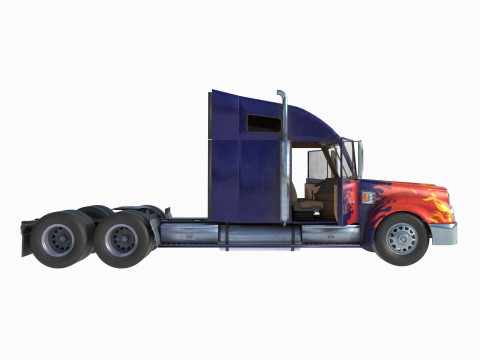 Reightliner coronado with flame paint 3D 模型
