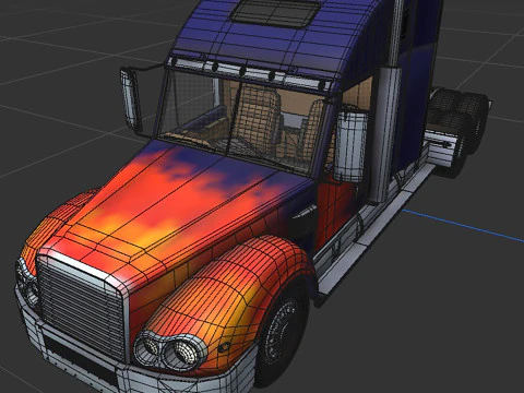 Reightliner coronado with flame paint 3D Model