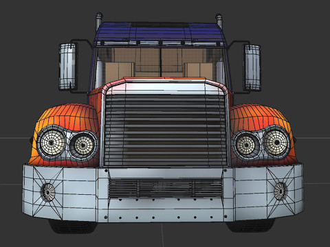 Reightliner coronado with flame paint 3D 模型
