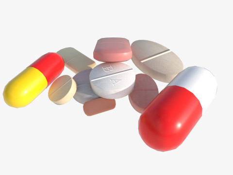 Set of tablets and pills Modello 3D