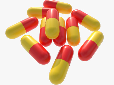 Set of tablets and pills 3D Model