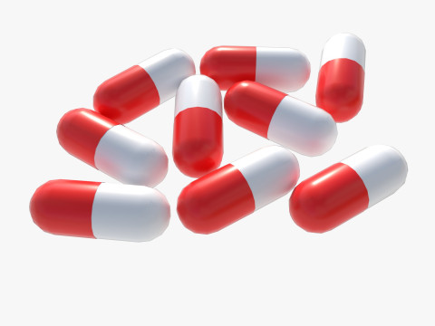 Set of tablets and pills 3D Model