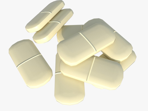 Set of tablets and pills 3D Model
