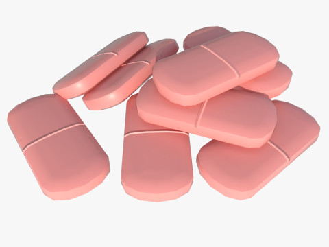 Set of tablets and pills 3D Model
