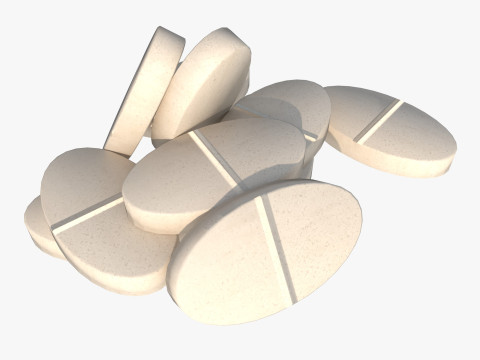 Set of tablets and pills 3D Model