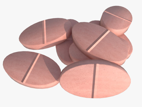 Set of tablets and pills 3D Model